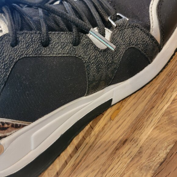 Michael Kors Liv Trainer Wedge Sneakers Black Gunmetal - Picture 8 of 16